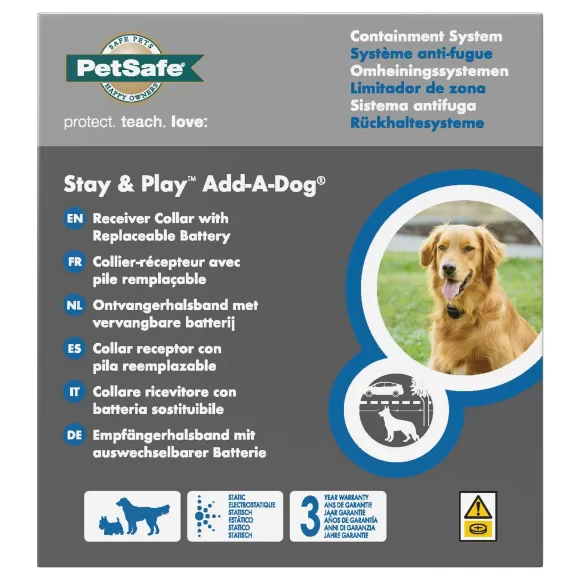 PetSafe Collier-R Cepteur Suppl Mentaire Add-A-Dog® Piles Rempla Able Pour Syst Me Anti-Fugue Sans Fil Stay & Play®